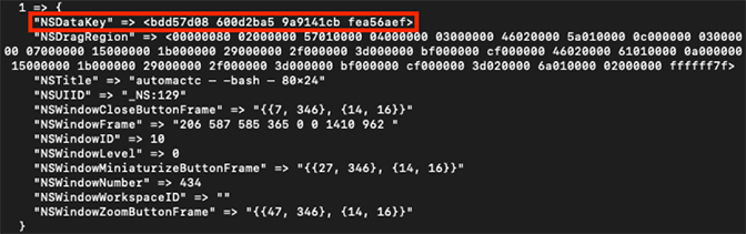 code showing data in windows.plist with NSDataKey highlighted