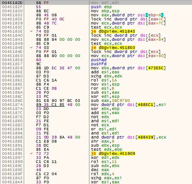 Picture with different colored code