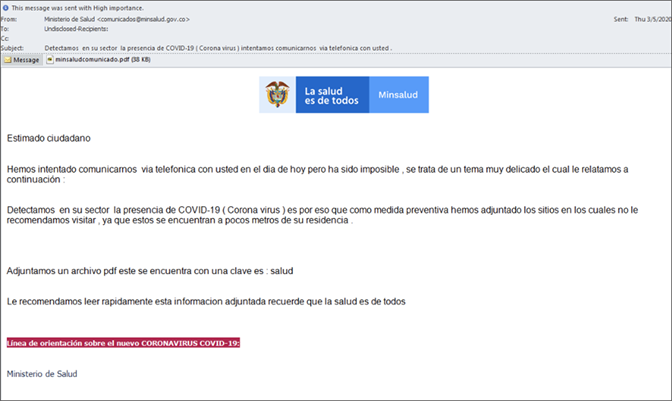 screenshot of phishing email