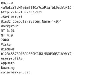 Strings from SolarMarker payload