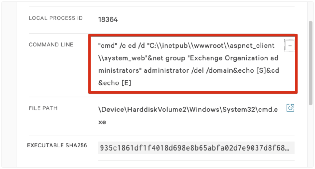 Figure 3. Webshell command