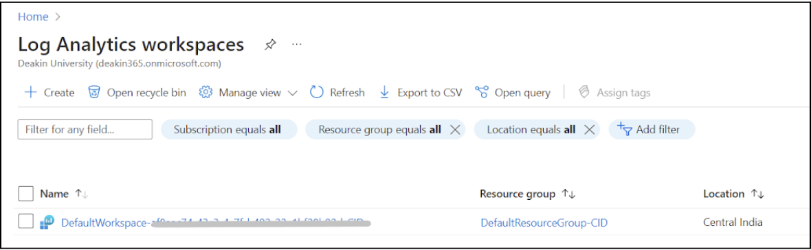 Default analytics workspace 