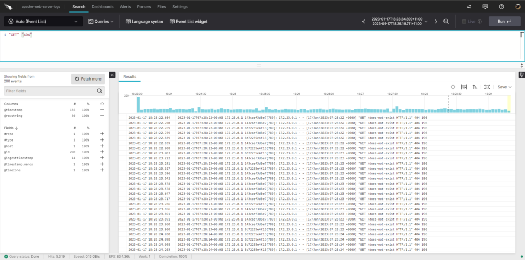 LogScale query result